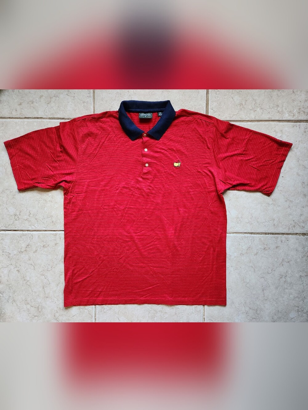 Masters Collection Vintage Red Striped Mercerized Cotton Polo Golf Shirt XXL